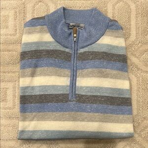 Peter Millar Blue and Gray Zip Up Sweater